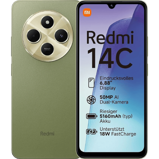 هاتف Xiaomi Redmi 14C شاومي ريدمي 14C - 4G LTE - شاشة 6.88 بوصة - 256GB + 8GB - كاميرا ثلاثية 50MP - اللون الأسود